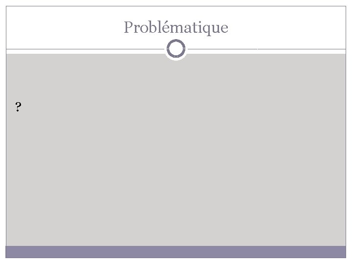 Problématique ? 