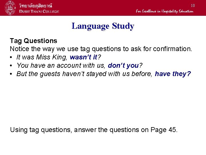 10 Language Study Tag Questions Notice the way we use tag questions to ask