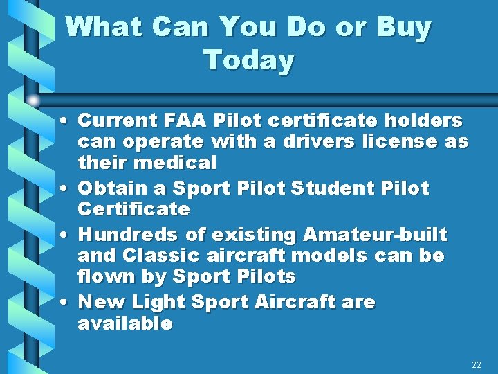 What Can You Do or Buy Today • Current FAA Pilot certificate holders can