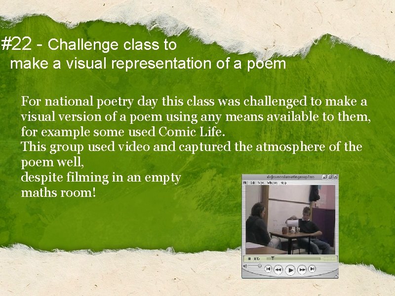 #22 - Challenge class to make a visual representation of a poem For national