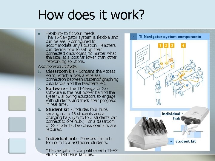How does it work? n Flexibility to fit your needs! The TI-Navigator system is