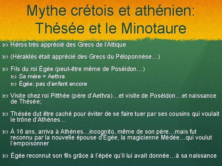 Mythe crétois et athénien: Thésée et le Minotaure Héros très apprécié des Grecs de