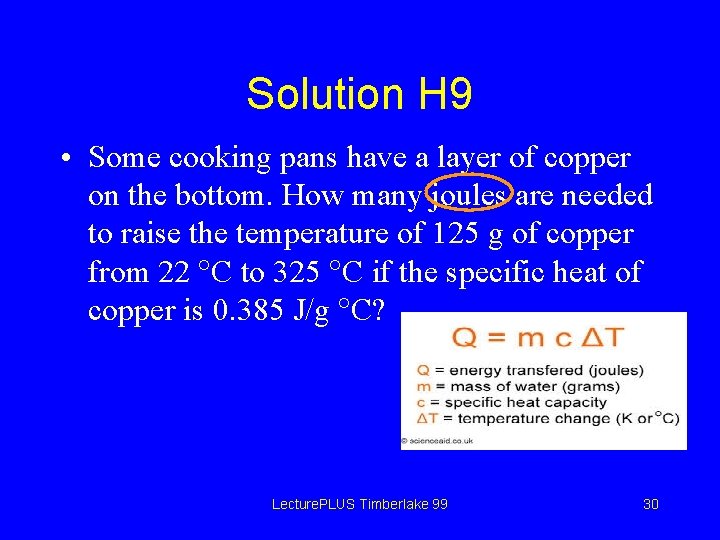 Solution H 9 • Some cooking pans have a layer of copper on the