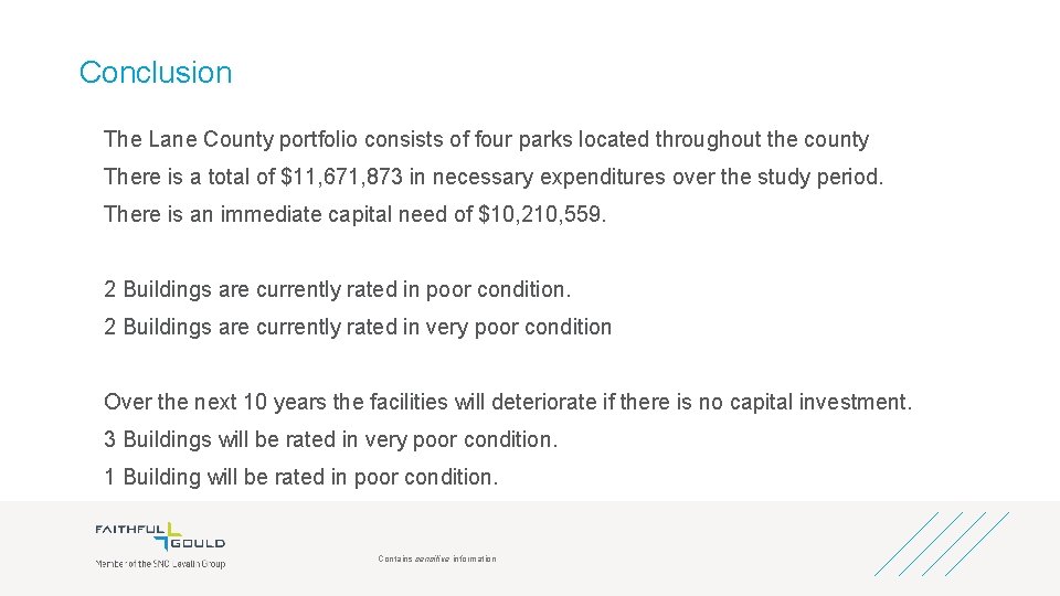 Conclusion • • The Lane County portfolio consists of four parks located throughout the