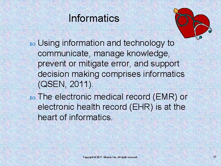 Informatics Using information and technology to communicate, manage knowledge, prevent or mitigate error, and