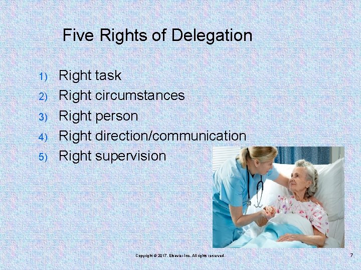 Five Rights of Delegation 1) 2) 3) 4) 5) Right task Right circumstances Right