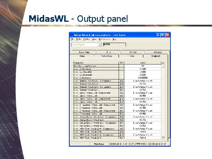 Midas. WL - Output panel 