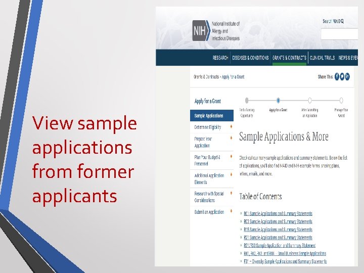 View sample applications from former applicants 
