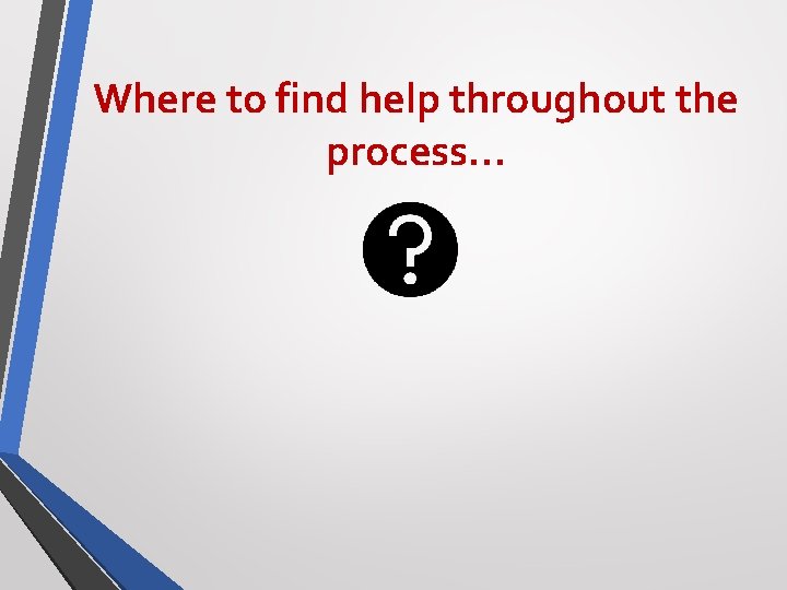 Where to find help throughout the process… 
