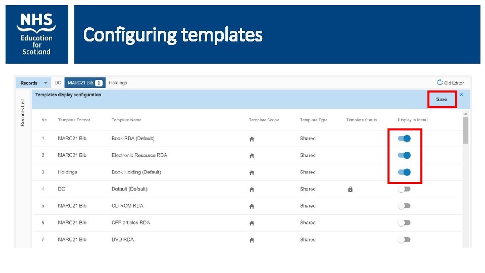 Configuring templates 