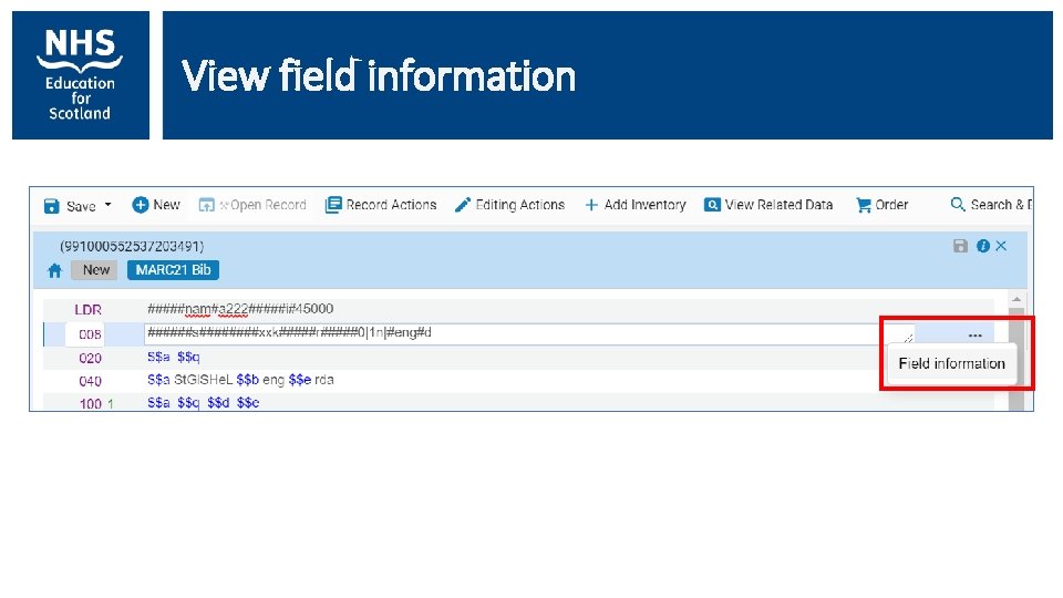 View field information 