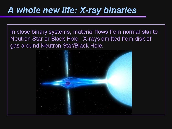 A whole new life: X-ray binaries In close binary systems, material flows from normal