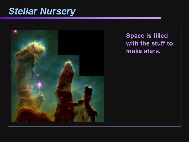 Stellar Nursery Space is filled with the stuff to make stars. 