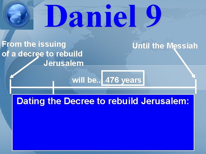 Daniel 9 From the issuing of a decree to rebuild Jerusalem Until the Messiah