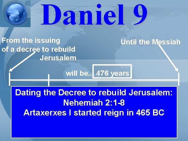 Daniel 9 From the issuing of a decree to rebuild Jerusalem Until the Messiah