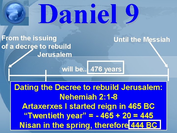 Daniel 9 From the issuing of a decree to rebuild Jerusalem Until the Messiah