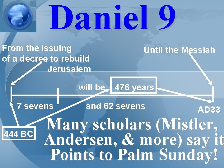 Daniel 9 From the issuing of a decree to rebuild Jerusalem Until the Messiah