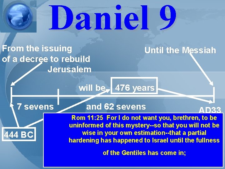 Daniel 9 From the issuing of a decree to rebuild Jerusalem Until the Messiah