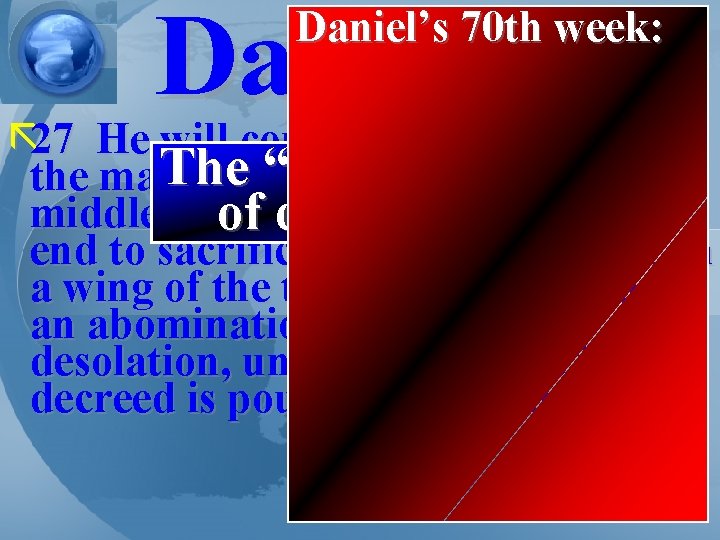 Daniel 9 Daniel’s 70 th week: ã 27 He will confirm a covenant with