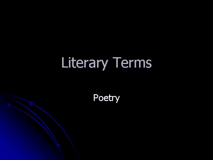 Literary Terms Poetry 