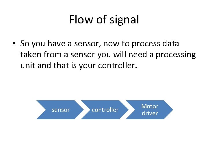 Flow of signal • So you have a sensor, now to process data taken Flow of signal • So you have a sensor, now to process data taken