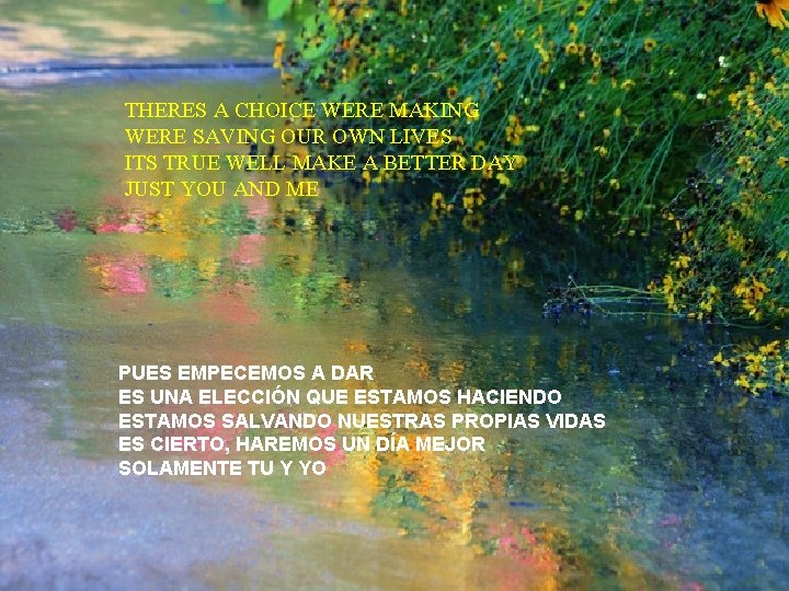 THERES A CHOICE WERE MAKING WERE SAVING OUR OWN LIVES ITS TRUE WELL MAKE