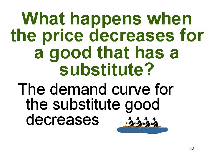 What happens when the price decreases for a good that has a substitute? The