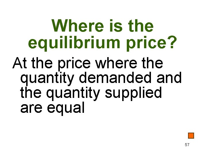 Where is the equilibrium price? At the price where the quantity demanded and the