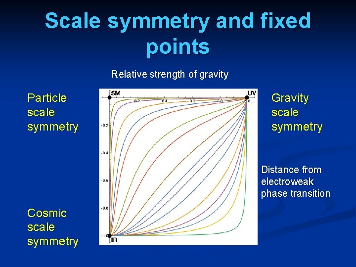 Scale symmetry and fixed points Relative strength of gravity Particle scale symmetry Gravity scale Scale symmetry and fixed points Relative strength of gravity Particle scale symmetry Gravity scale