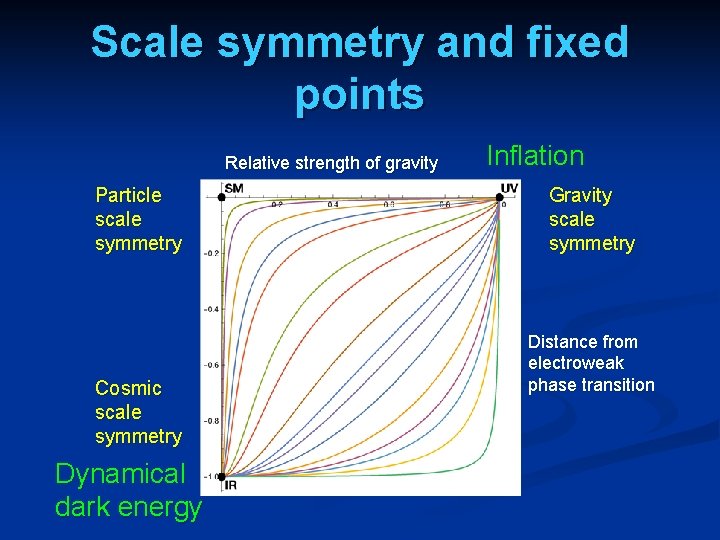 Scale symmetry and fixed points Relative strength of gravity Particle scale symmetry Cosmic scale Scale symmetry and fixed points Relative strength of gravity Particle scale symmetry Cosmic scale