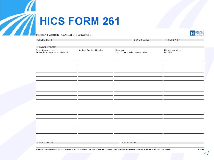HICS FORM 261 43 