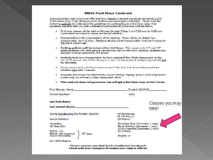 Classes you may take! 