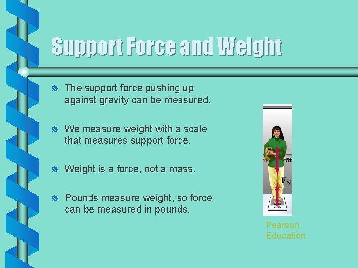 Support Force and Weight ] The support force pushing up against gravity can be