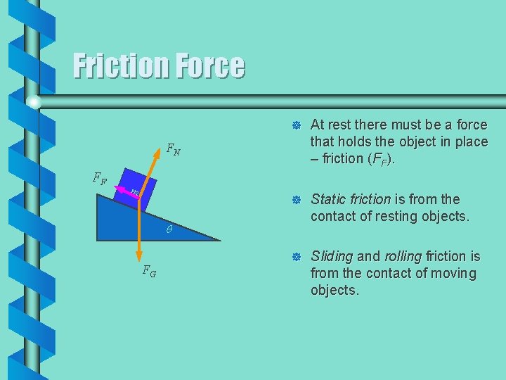 Friction Force ] At rest there must be a force that holds the object