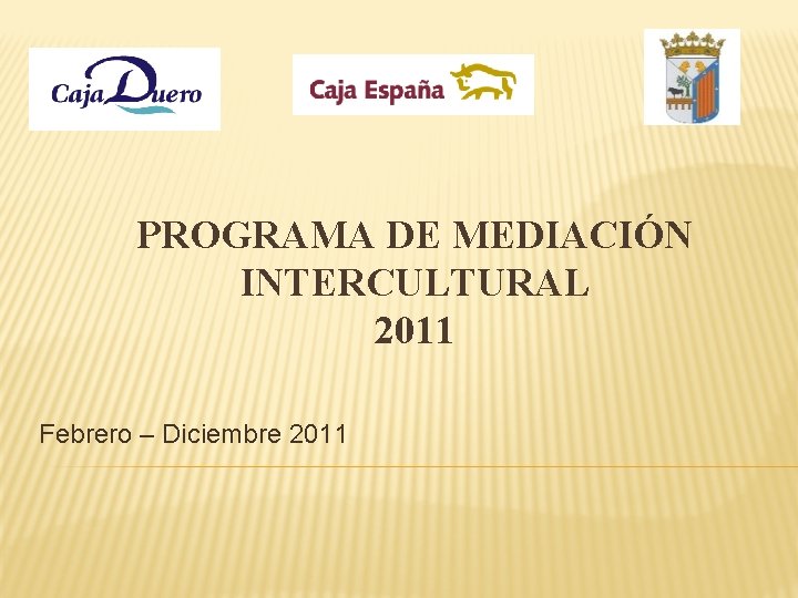 PROGRAMA DE MEDIACIÓN INTERCULTURAL 2011 Febrero – Diciembre 2011 