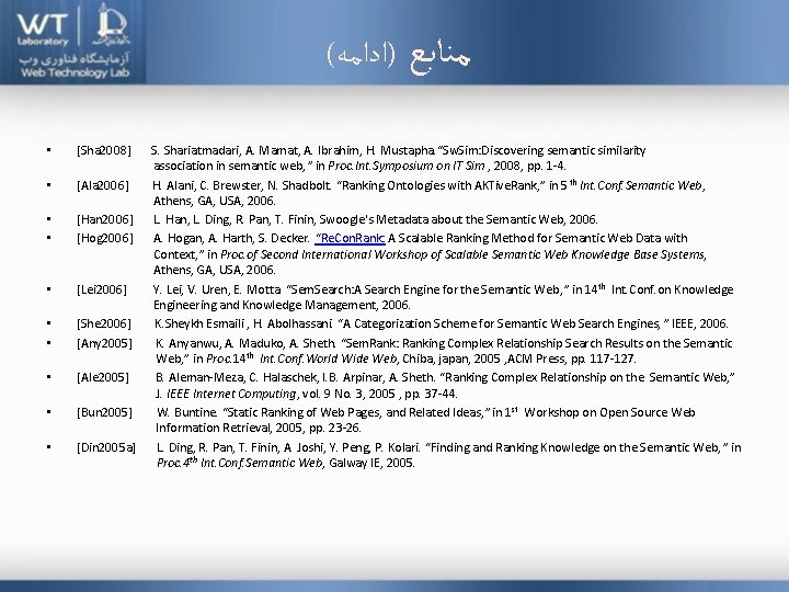 ( )ﺍﺩﺍﻣﻪ • [Sha 2008] • [Ala 2006] • • [Han 2006] [Hog 2006]