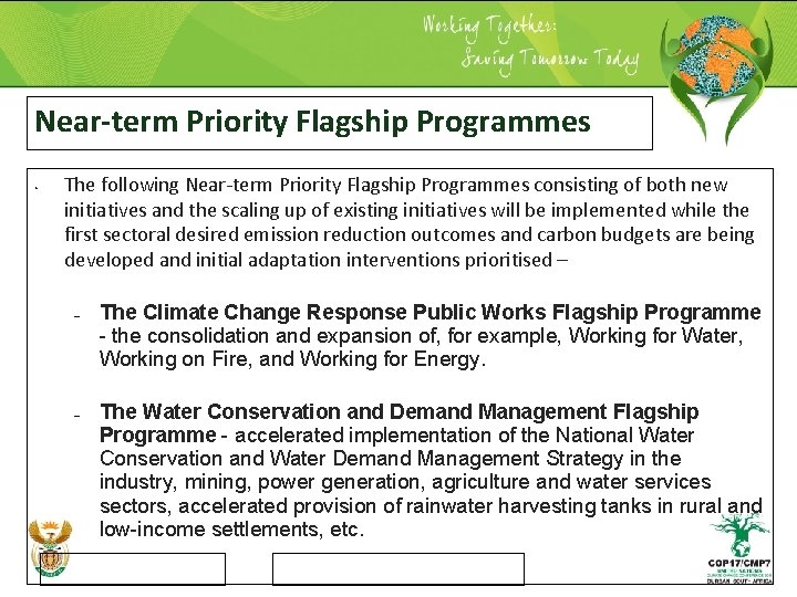 Near-term Priority Flagship Programmes • The following Near-term Priority Flagship Programmes consisting of both
