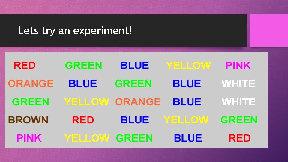 Lets try an experiment! 