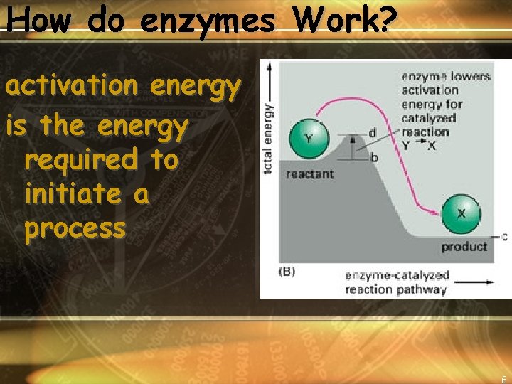 How do enzymes Work? activation energy is the energy required to initiate a process