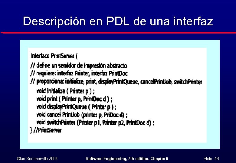 Descripción en PDL de una interfaz ©Ian Sommerville 2004 Software Engineering, 7 th edition.