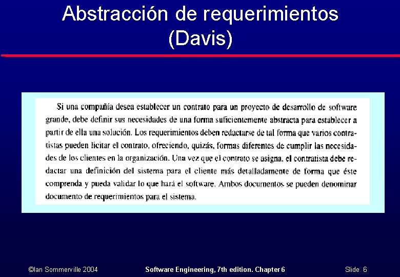 Abstracción de requerimientos (Davis) ©Ian Sommerville 2004 Software Engineering, 7 th edition. Chapter 6