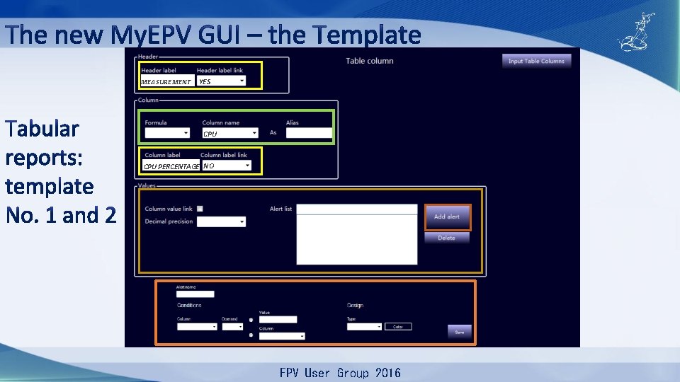 MEASUREMENT YES CPU PERCENTAGE NO EPV User Group 2016 