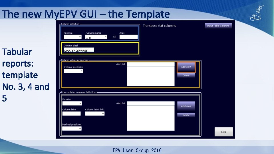 CPU PERCENTAGE EPV User Group 2016 