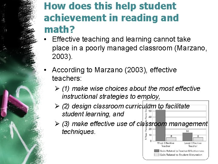 How does this help student achievement in reading and math? • Effective teaching and