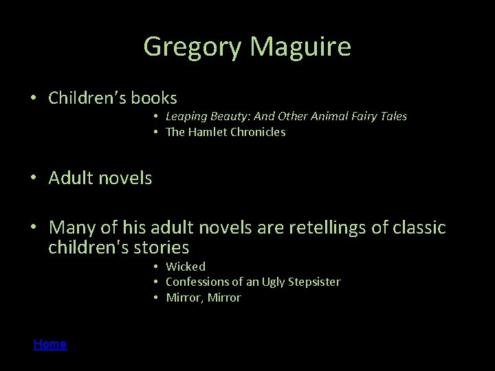 Gregory Maguire • Children’s books • Leaping Beauty: And Other Animal Fairy Tales •