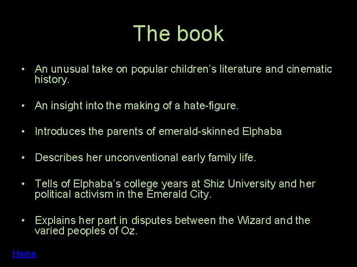 The book • An unusual take on popular children’s literature and cinematic history. •