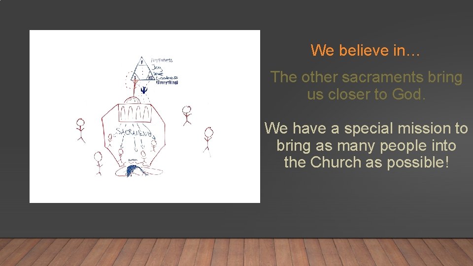 We believe in… The other sacraments bring us closer to God. We have a