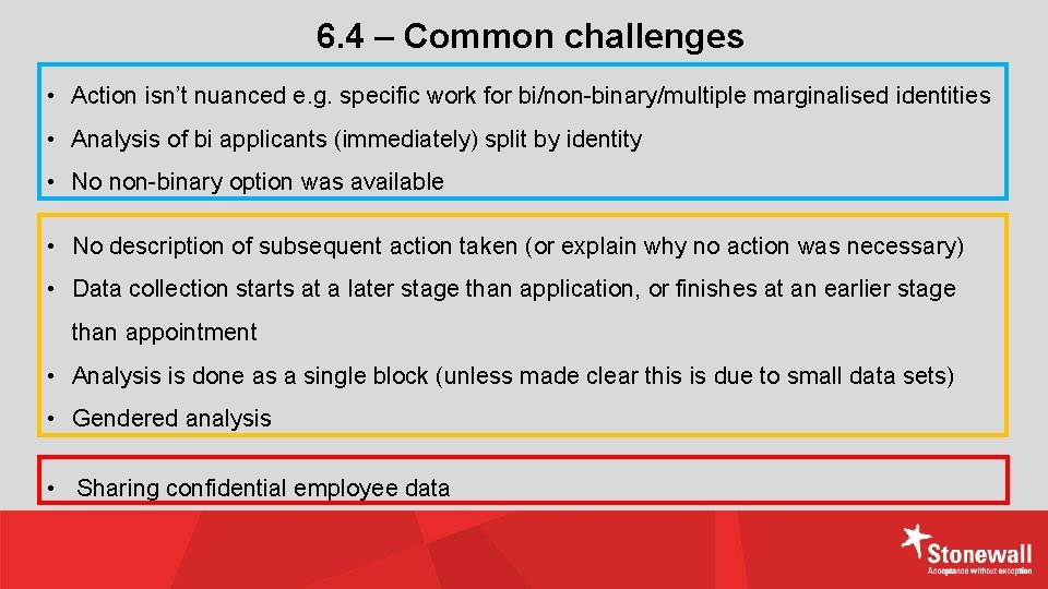 6. 4 – Common challenges • Action isn’t nuanced e. g. specific work for