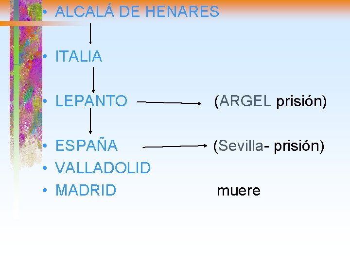  • ALCALÁ DE HENARES • ITALIA • LEPANTO (ARGEL prisión) • ESPAÑA •