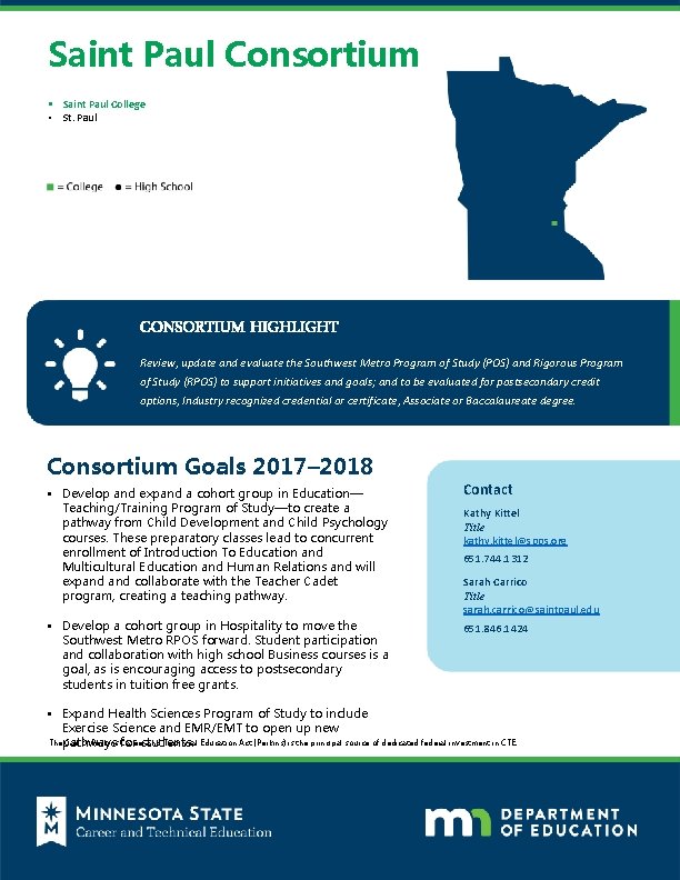 Saint Paul Consortium § Saint Paul College • St. Paul CONSORTIUM HIGHLIGHT Review, update